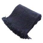 Louis Vuitton Echarpe Logo Mania Blue Nuit Scarf Monogram Fringe Silk Blend — view 2