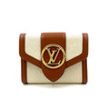 Louis Vuitton Portefeuille LV Pont Neuf Compact Leather Canvas Brown Beige