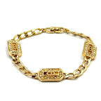 Dior CD Logo Color Stone Clear Gold Bracelet
