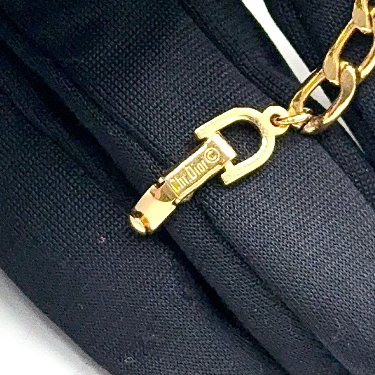 Dior CD Logo Color Stone Clear Gold Bracelet — view 4