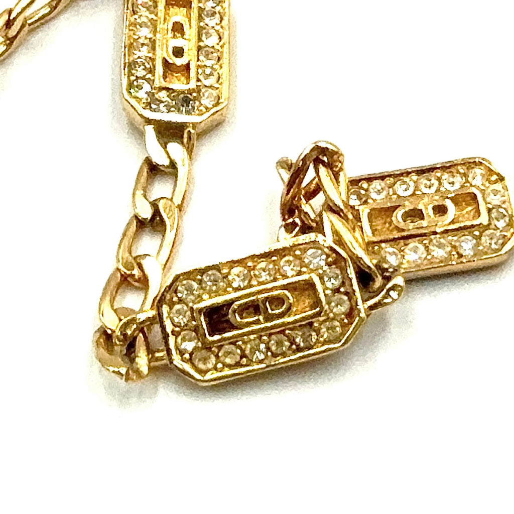 Dior CD Logo Color Stone Clear Gold Bracelet — view 8