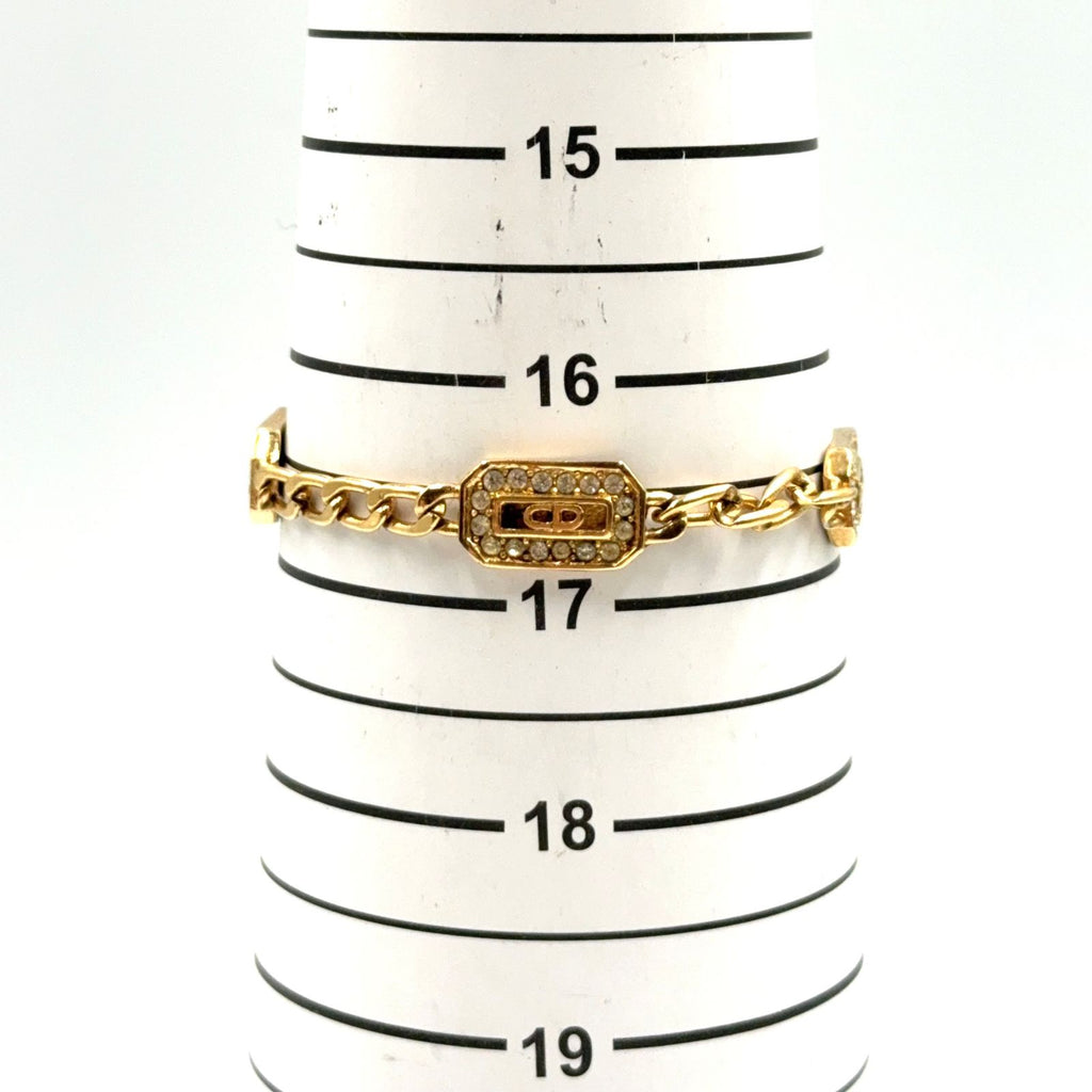 Dior CD Logo Color Stone Clear Gold Bracelet — view 9