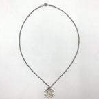 Chanel CC Logo Metal Enamel Off White Silver Necklace — view 3