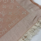 Louis Vuitton Shawl Monogram Pink Silk Wool Vintage Scarf — view 7