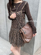Chanel CC Logo Quilted Chain Shoulder Bag Crossbody Brown Caviar Leather Vintage — view 3