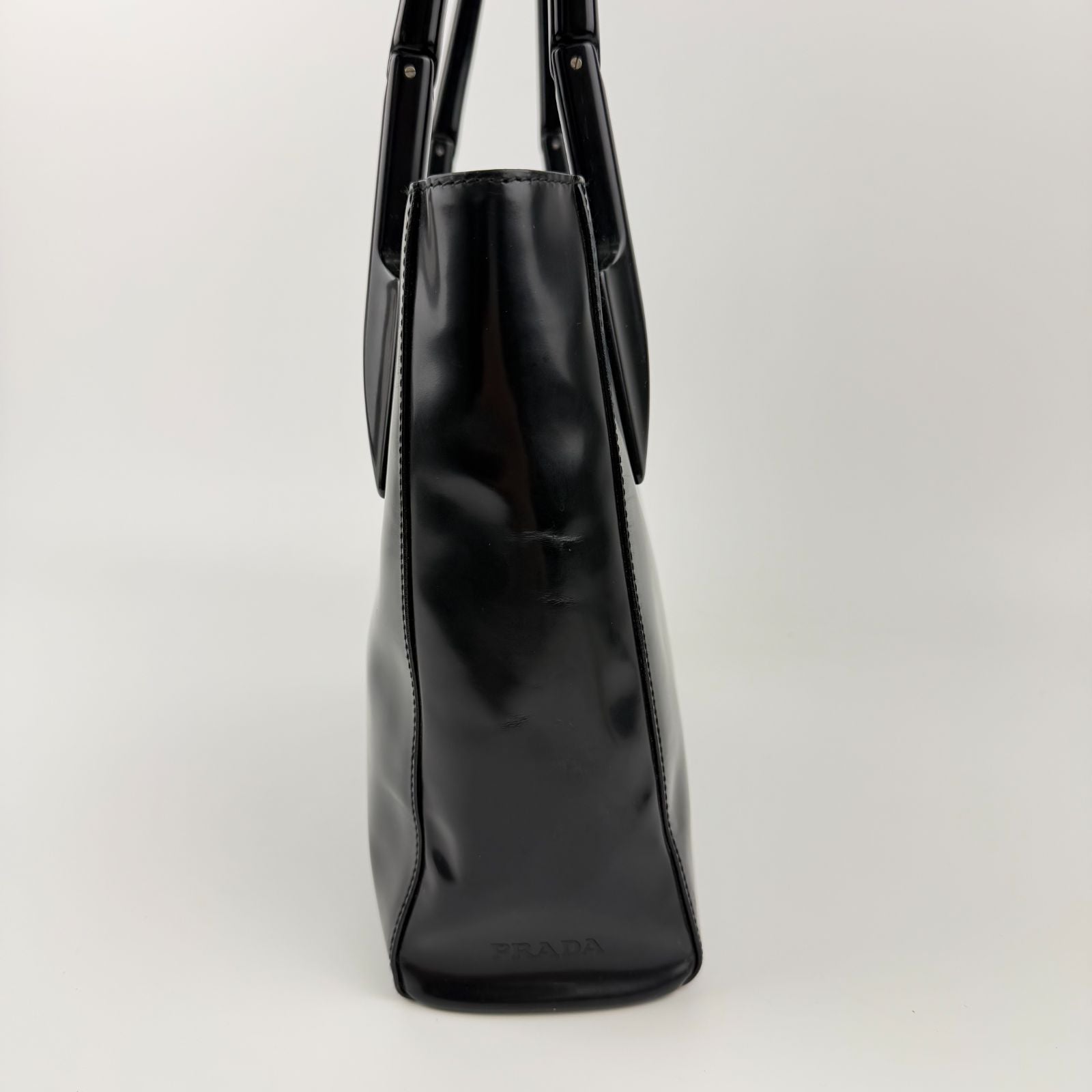 Prada Tote Black Enamel Vintage — view 4