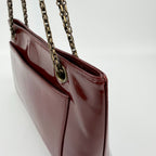 Chanel CC Logo Chain Shoulder Bag Crossbody Red Enamel Vintage — view 8