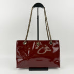 Chanel CC Logo Chain Shoulder Bag Crossbody Red Enamel Vintage — view 3
