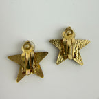 Chanel CC Logo Star Motif Earrings Black Gold Vintage — view 5