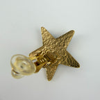 Chanel CC Logo Star Motif Earrings Black Gold Vintage — view 8
