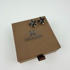 Chanel CC Logo Star Motif Earrings Black Gold Vintage — view 2