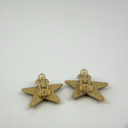 Chanel CC Logo Star Motif Earrings Black Gold Vintage — view 6