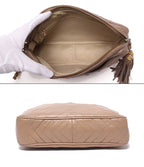 Chanel Chain Shoulder Bag Stitch Crossbody Gold 0 CC Logo Fringe — view 3