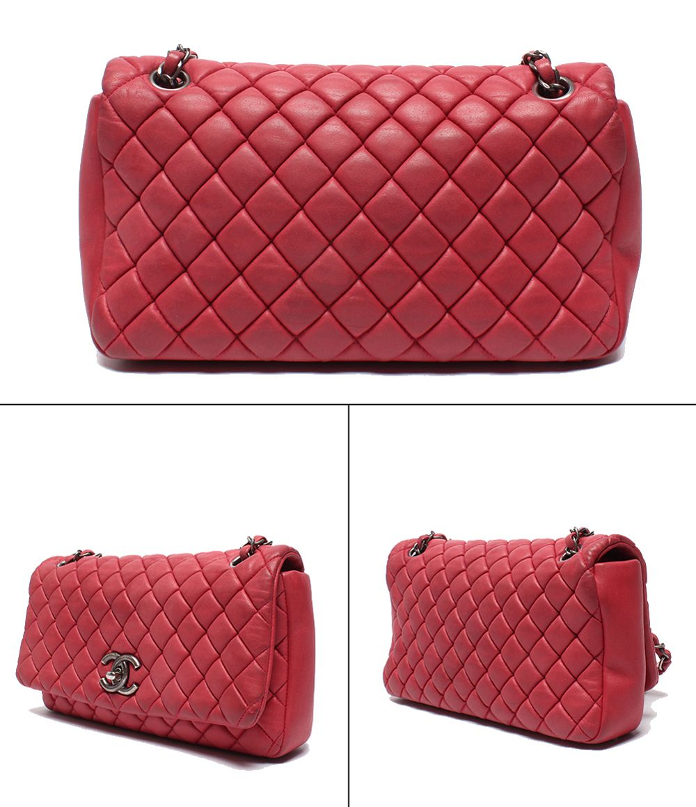 Chanel Chain Shoulder Bag Silver Bubble Quilt Quilted