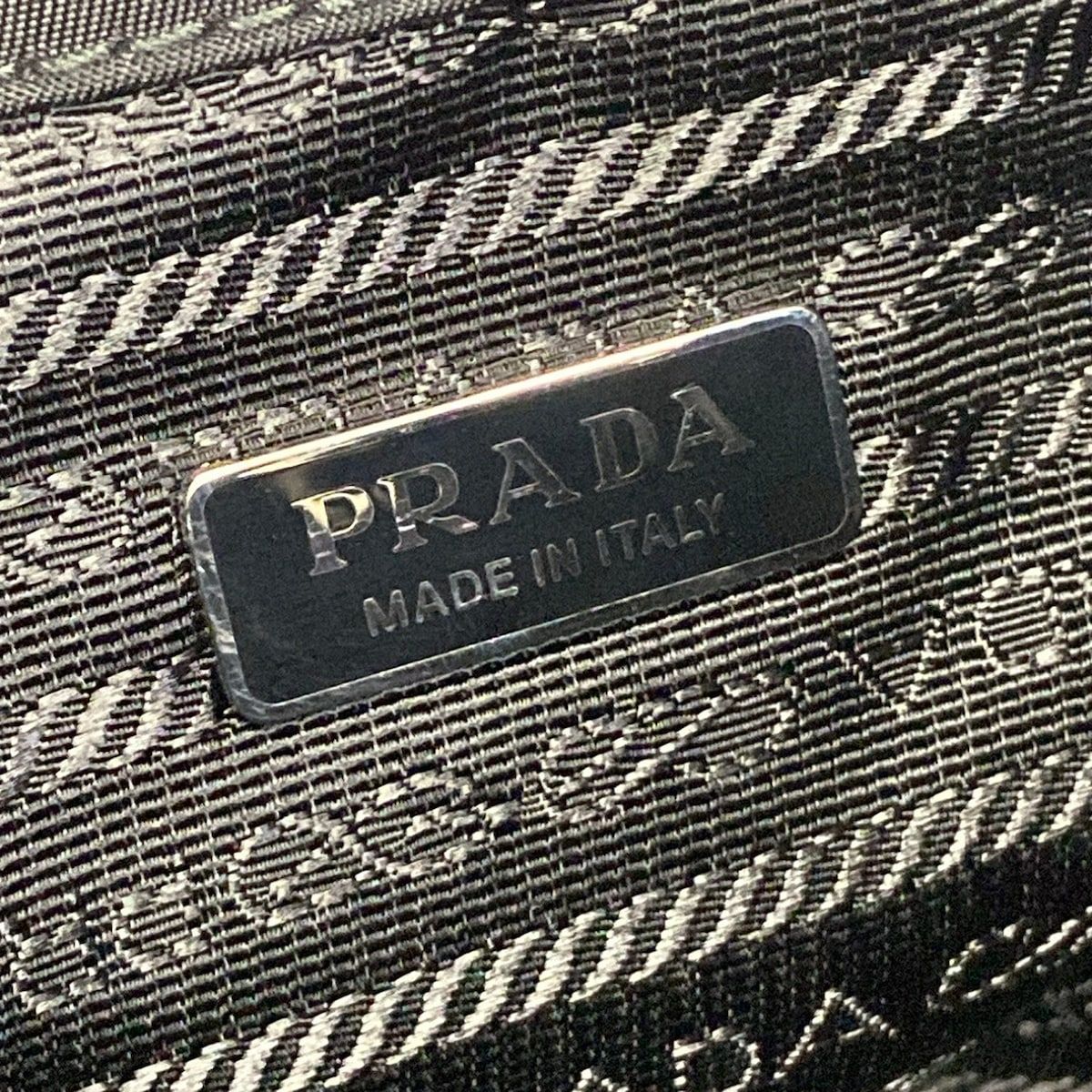 Prada Handbag Black Drawstring Rhinestone Beads Studs Re-Nylon Leather — view 9