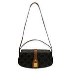 Celine Shoulder Bag Tab Black Brown Leather