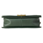 Chanel Shoulder Bag Quilted Dark Green Vintage Gold Chain Leather — view 5