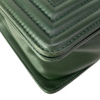 Chanel Shoulder Bag Quilted Dark Green Vintage Gold Chain Leather — view 6