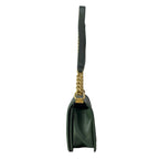 Chanel Shoulder Bag Quilted Dark Green Vintage Gold Chain Leather — view 4
