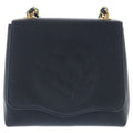 Chanel Camellia Mini Flap 2-Way Chain Shoulder Handbag Black Satin Gold