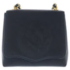 Chanel Camellia Mini Flap 2-Way Chain Shoulder Handbag Black Satin Gold