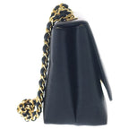 Chanel Camellia Mini Flap 2-Way Chain Shoulder Handbag Black Satin Gold — view 3