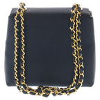 Chanel Camellia Mini Flap 2-Way Chain Shoulder Handbag Black Satin Gold — view 2