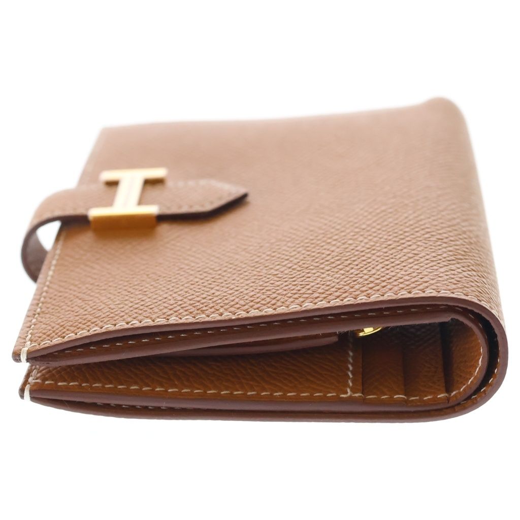 Hermes Bearn Compact Wallet Gold Brown Epsom Leather — view 3