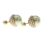 Dior Tribal Ball Rhinestone Faux Pearl Earrings Gold — view 3
