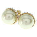 Dior Tribal Ball Rhinestone Faux Pearl Earrings Gold