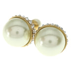Dior Tribal Ball Rhinestone Faux Pearl Earrings Gold