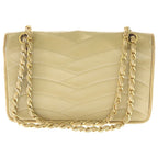 Chanel Quilted 23 Wave Stitch S Flap Chain Shoulder Bag Brown Beige Leather Gold — view 2