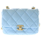 Chanel 19 Chain Mini Shoulder Bag Light Blue Lambskin Gold
