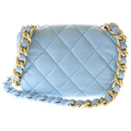 Chanel 19 Chain Mini Shoulder Bag Light Blue Lambskin Gold — view 2