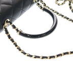 Chanel Quilted 2-Way Mini Shoulder Bag Chain Black Lambskin Gold — view 6