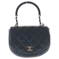Chanel Quilted 2-Way Mini Shoulder Bag Chain Black Lambskin Gold