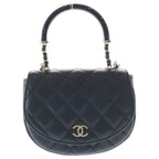Chanel Quilted 2-Way Mini Shoulder Bag Chain Black Lambskin Gold