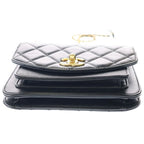 Chanel Trichomaterial Chain Mini Shoulder Bag Black Calf Caviar Leather Gold — view 5