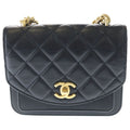 Chanel Trichomaterial Chain Mini Shoulder Bag Black Calf Caviar Leather Gold