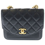 Chanel Trichomaterial Chain Mini Shoulder Bag Black Calf Caviar Leather Gold