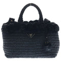 Prada Raffia Pom 2-Way Shoulder Bag Black
