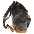 Louis Vuitton Monogram Montsouris PM Backpack Brown Leather Gold — view 3