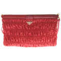 Prada Shoulder Bag Crossbody Red Nylon Leather Gold