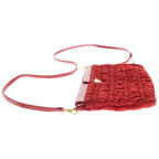 Prada Shoulder Bag Crossbody Red Nylon Leather Gold — view 3
