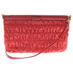 Prada Shoulder Bag Crossbody Red Nylon Leather Gold — view 2