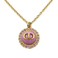 Dior Petit CD Necklace Logo Pink Gold Metal