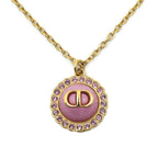 Dior Petit CD Necklace Logo Pink Gold Metal