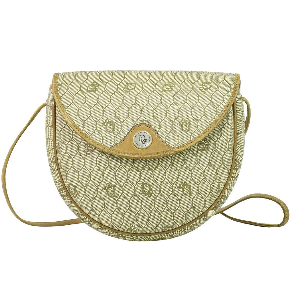 Dior Honeycomb Pattern Shoulder Bag Pochette Beige