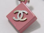 Chanel CC Logo Earrings Plastic Metal Pink Silver — view 5