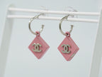 Chanel CC Logo Earrings Plastic Metal Pink Silver — view 7